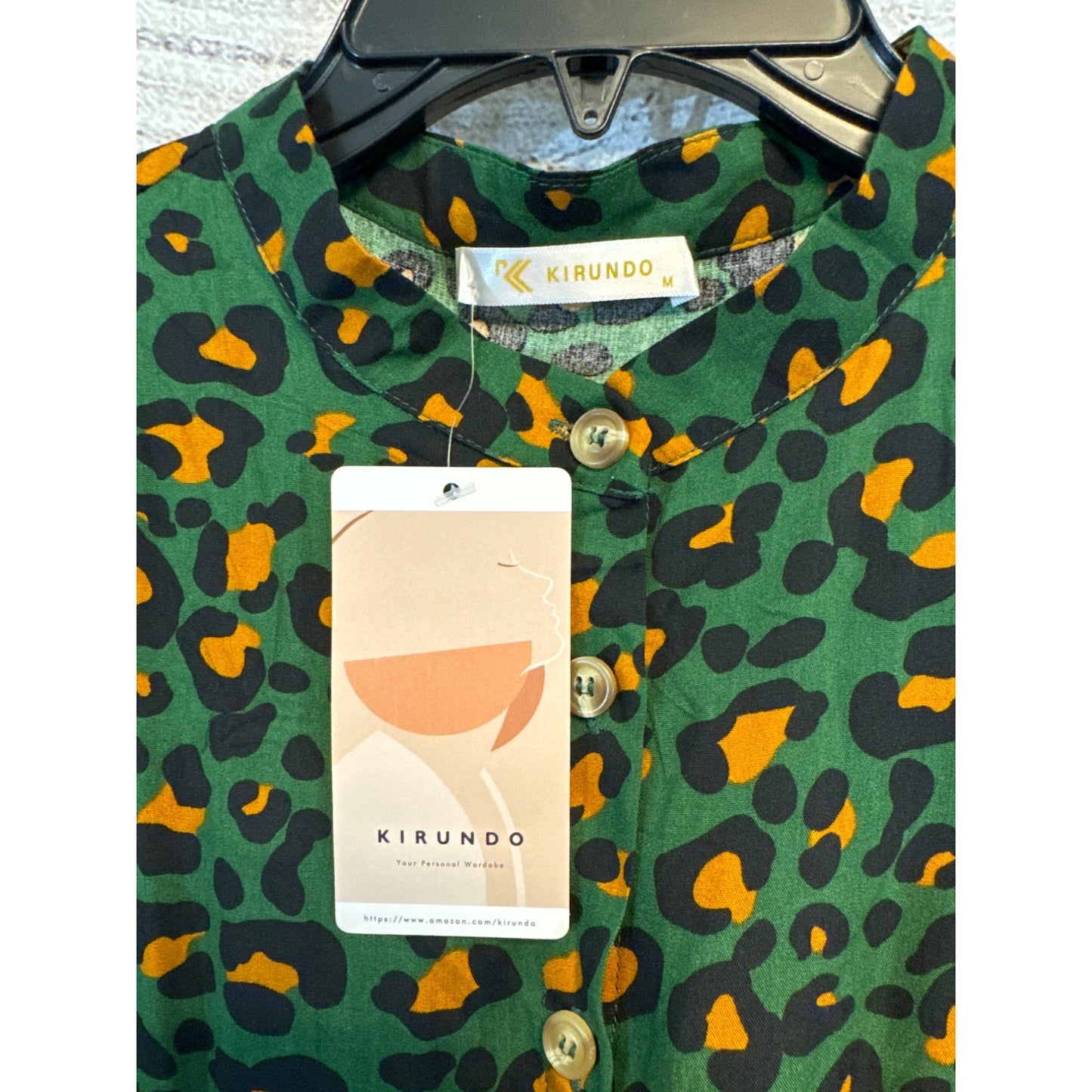 NWT Kirundo Long Sleeve Green Giraffe Print Dress