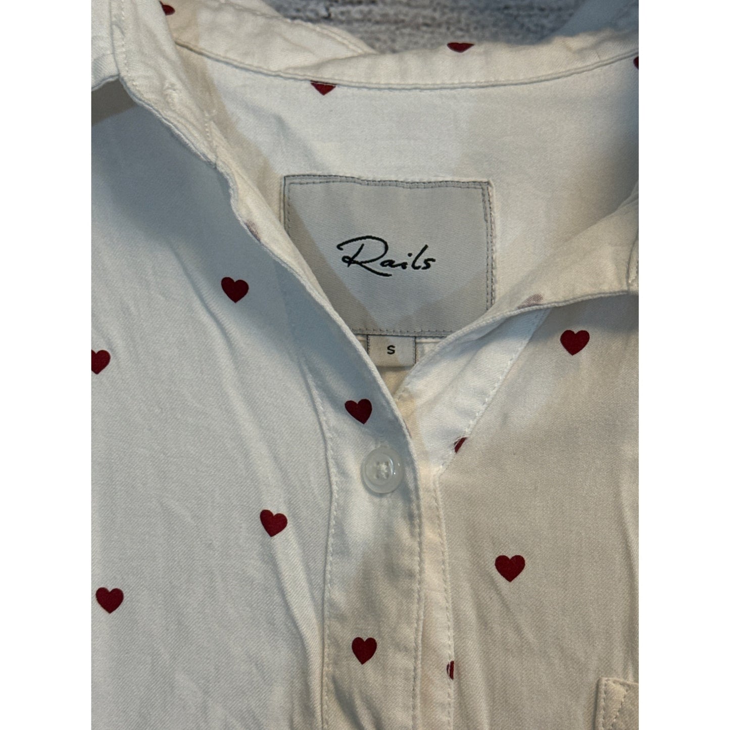 Rails Rocsi Heart Print Button-Up Shirt Size S
