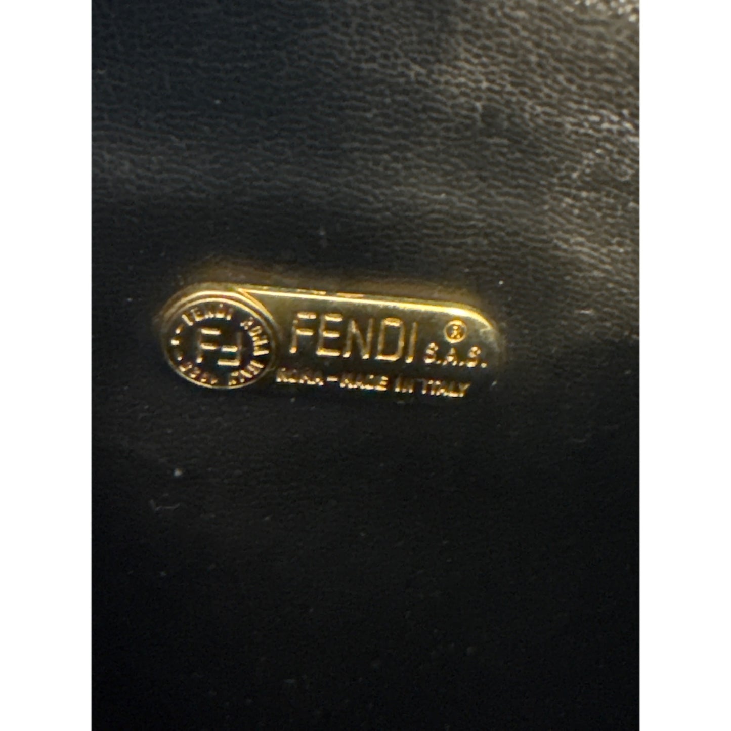 Fendi Vintage Black Leather Small Handbag With Dust Bag Italy