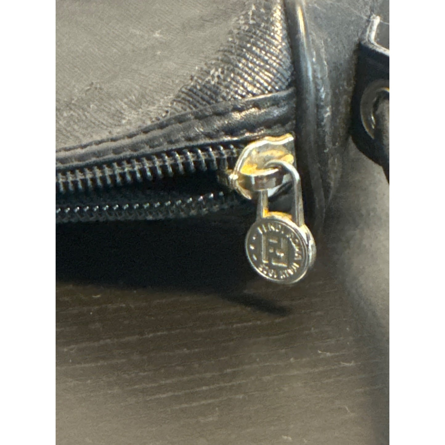 Fendi Vintage Black Leather Small Handbag With Dust Bag Italy