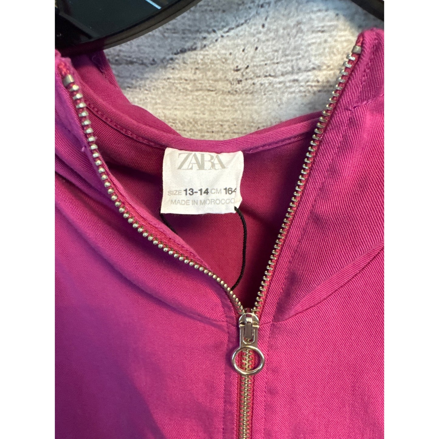 NWT Zara Girls Hooded Dress With Elastic Waist & Zip Closure Size 13/14