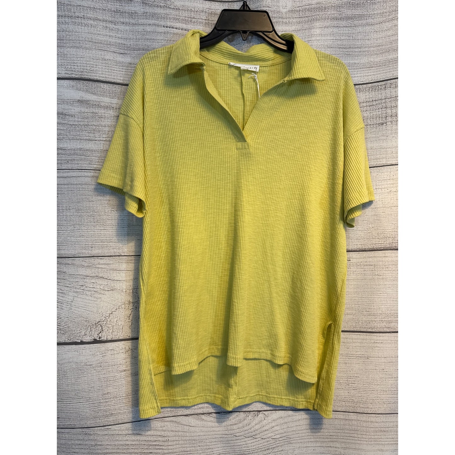 NWT Jane + Delancey Lime Green Ribbed Polo Shirt Size M