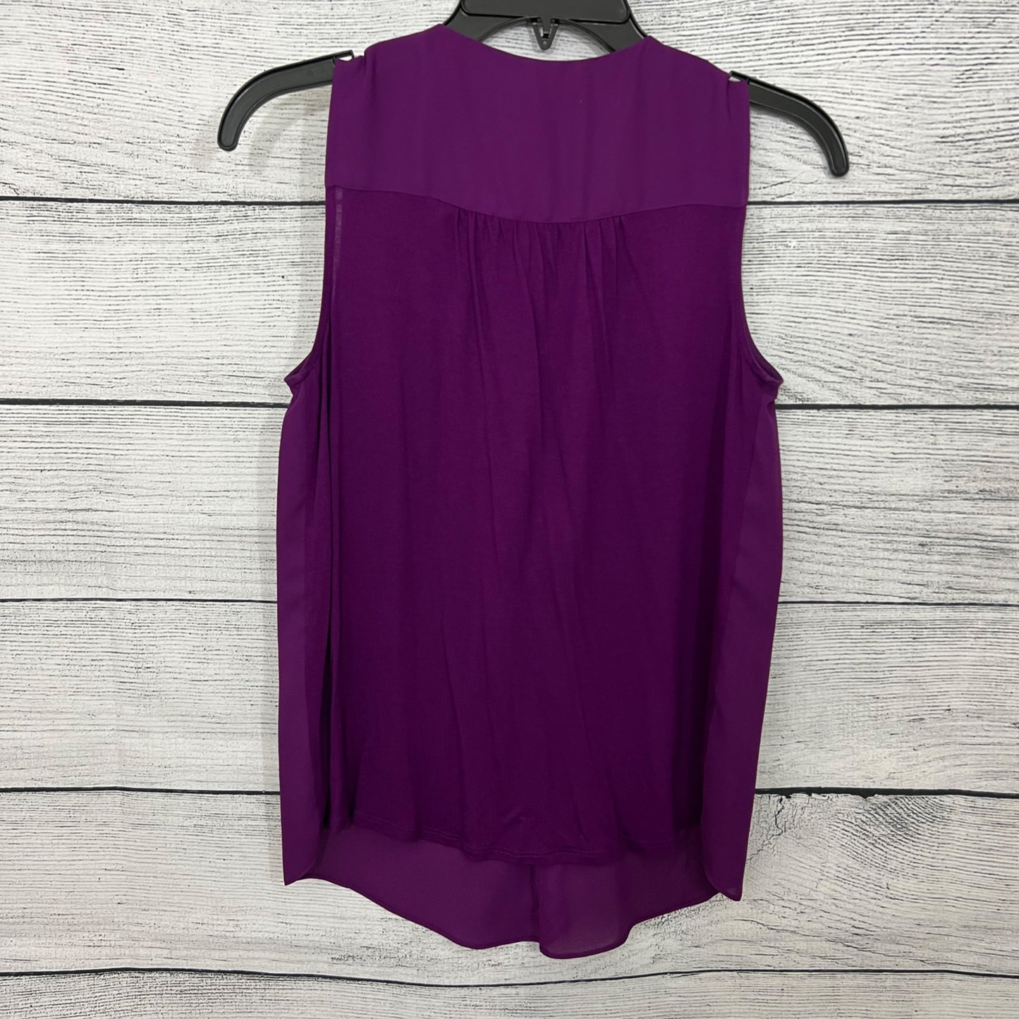 INC Sleeveless Ruffled Purple Blouse With Zipper & Shirred Back, Size XS