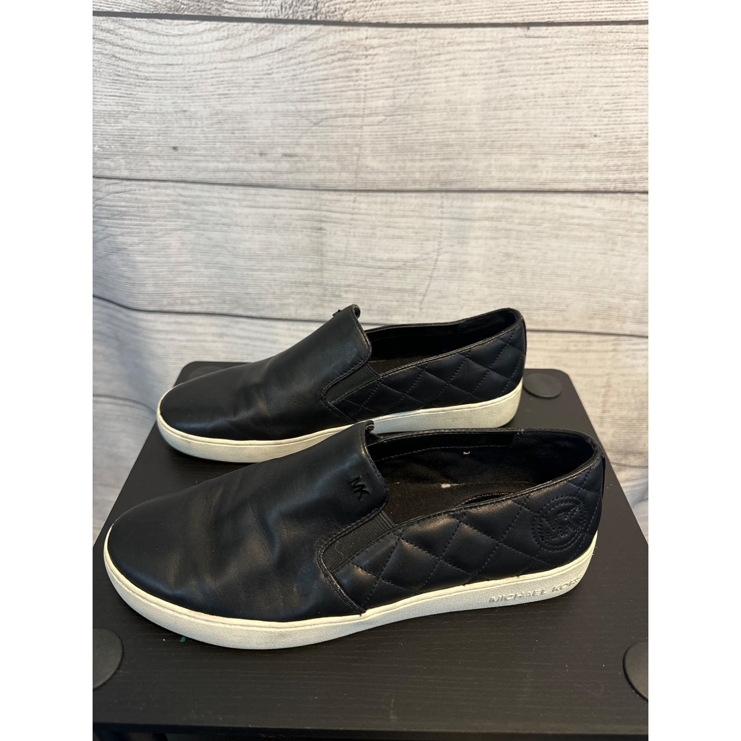 Michael Kors Black Slip-On Quilted Sneakers Size 9