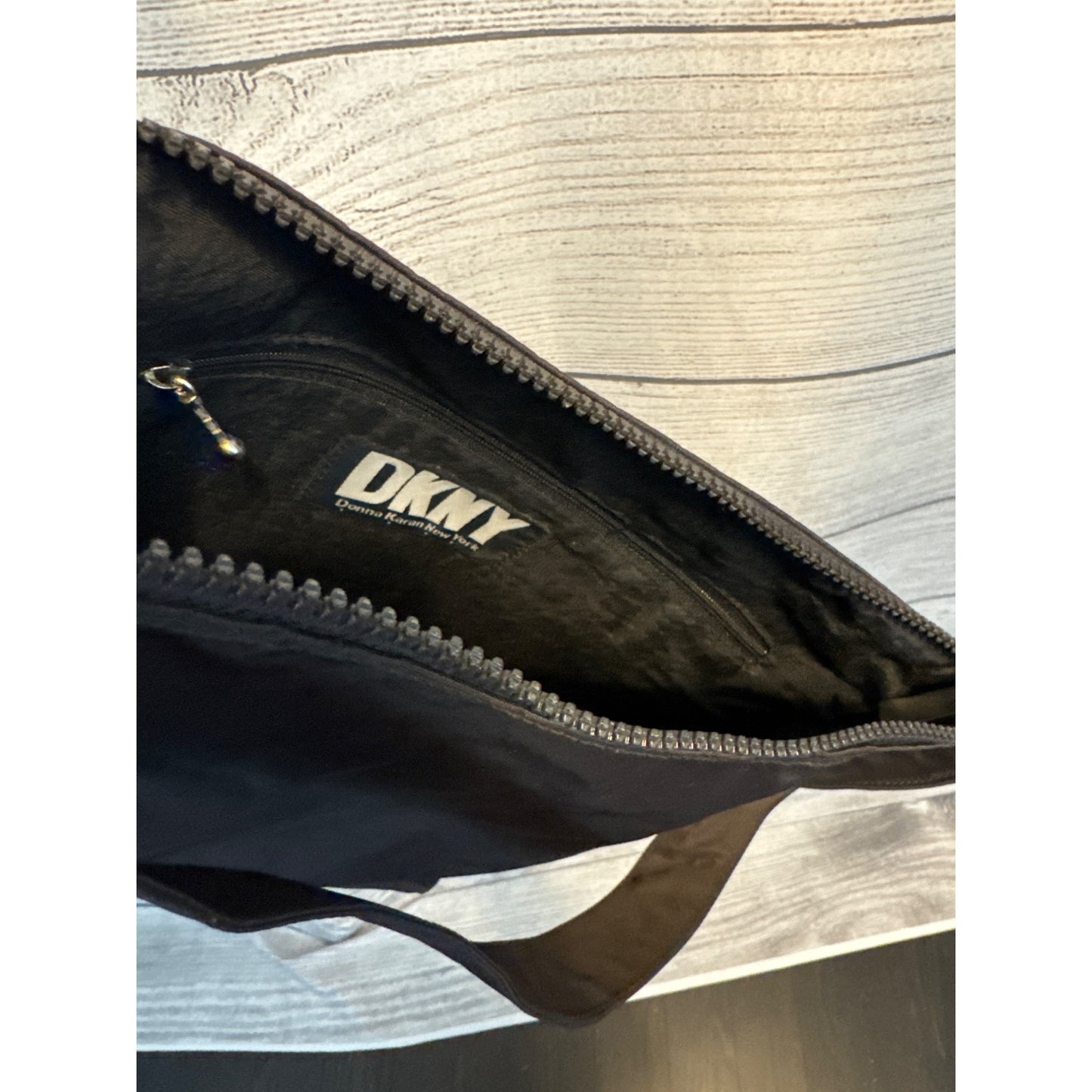 DKNY Black Nylon Shoulder Bag With Metal Accents