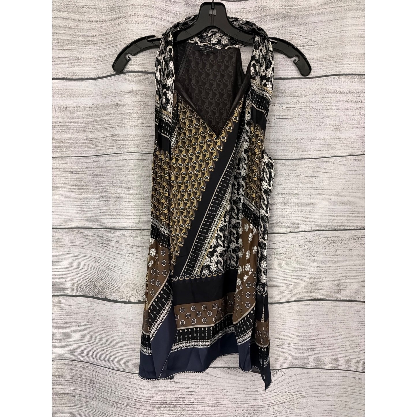 Lafayette 148 New York Sleeveless Scarf-Tie Blouse Size M