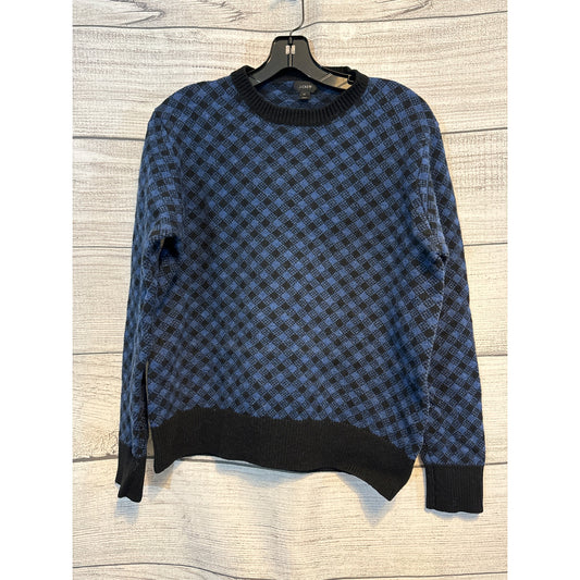 J. Crew Mens Lambs Wool Blue & Black Checkered Sweater Size M