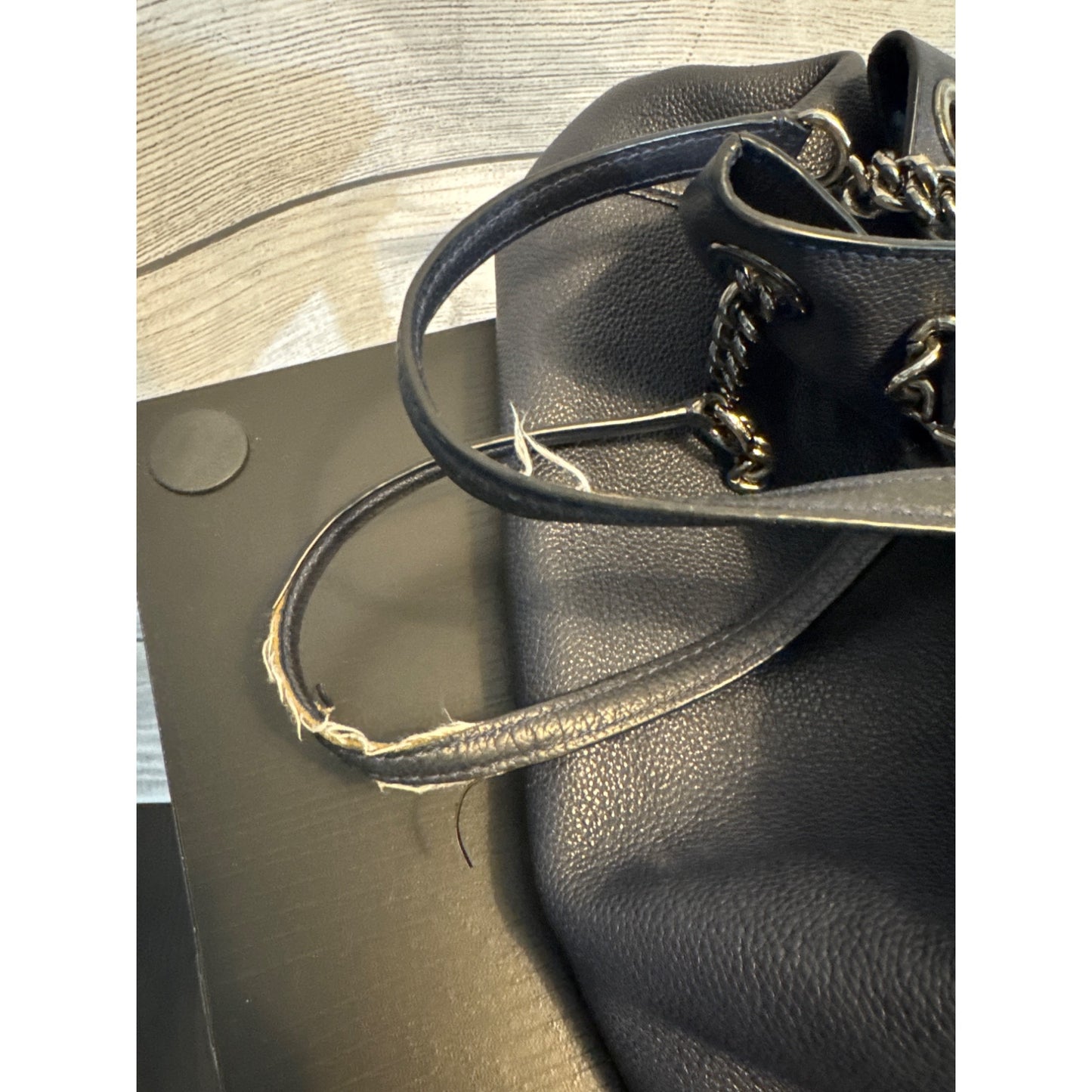 Coach Turnlock Edie Shoulder Bag Purse Dark blue pebbled Leather