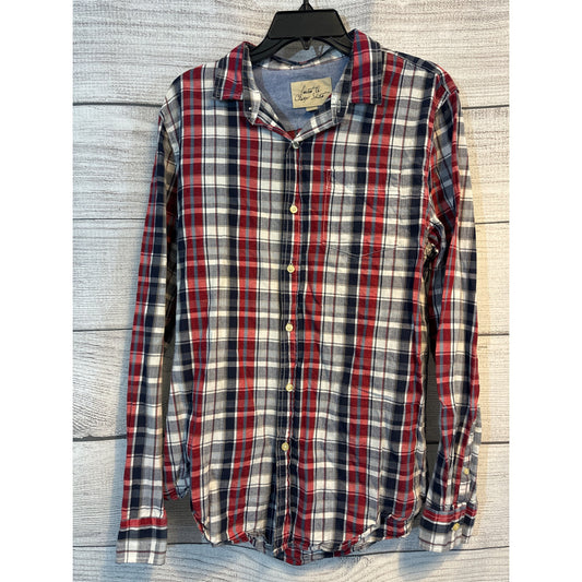 Just A Cheap Shirt Mens Plaid Long Sleeve Button-Down Size M