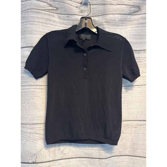 Nili Lotan Black Knitted Polo Shirt Size XS
