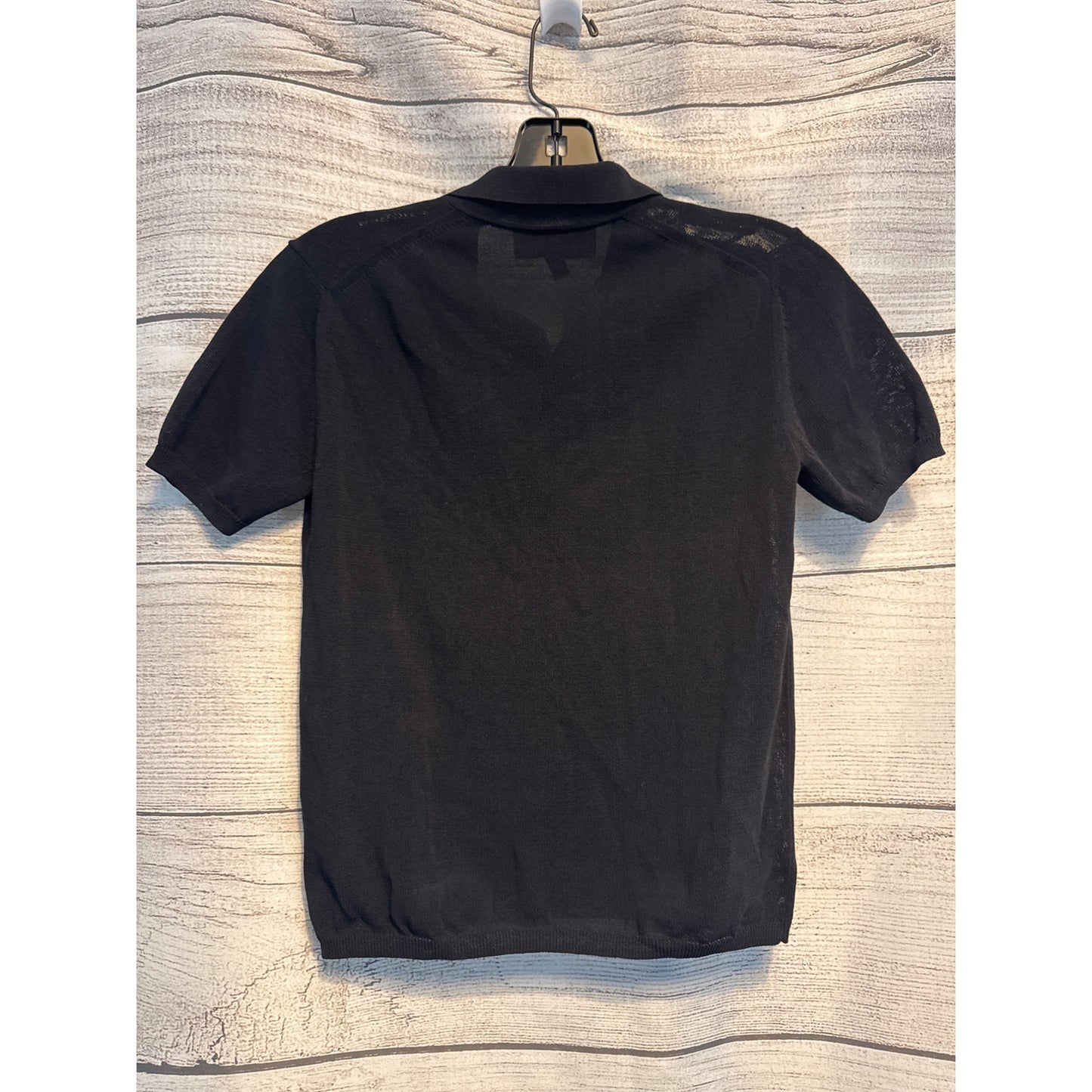 Nili Lotan Black Knitted Polo Shirt Size XS