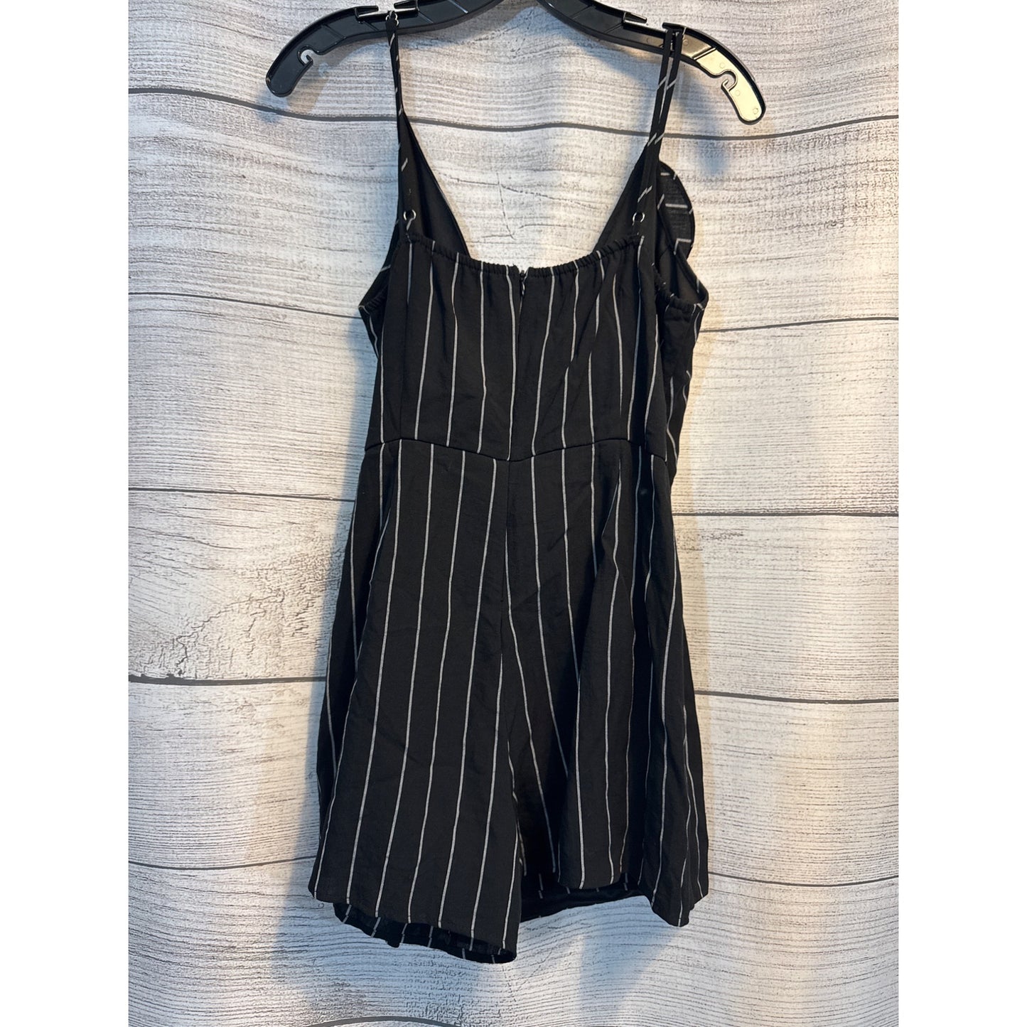 She + Sky Black & White Striped Wrap-Style Romper Size L