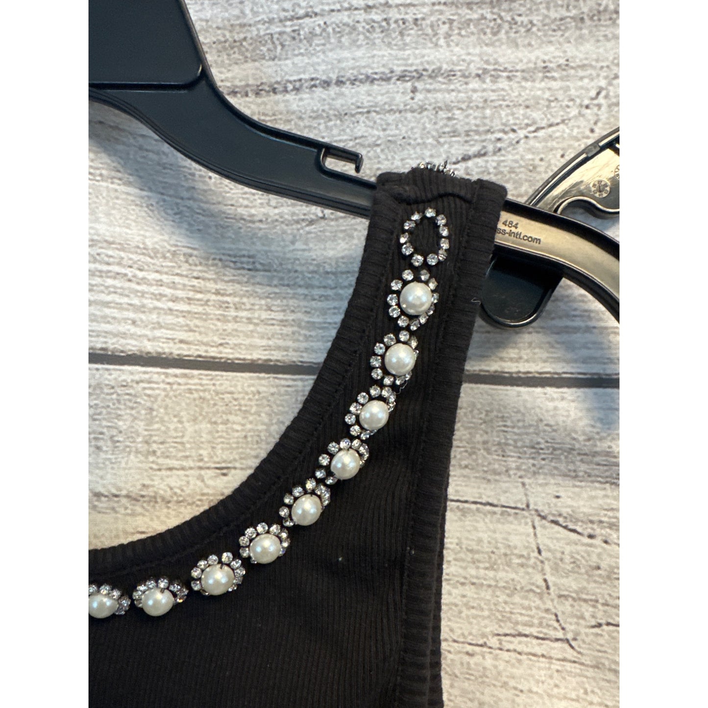 Alice + Olivia Kori Pearl Embellished Ribbed Tank Tops Size S