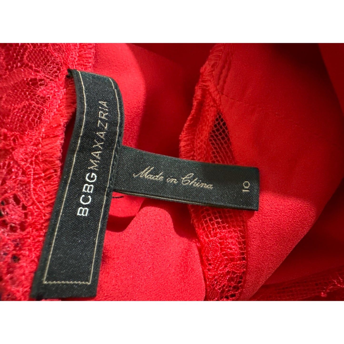 BCBG MaxAzria Nel Lipstick Red Lace Dress Size 10