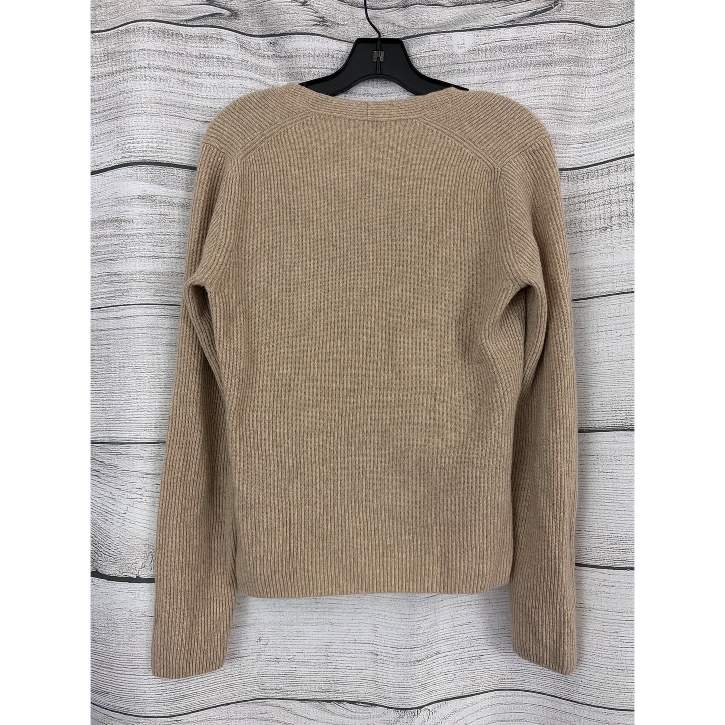 Vince Cashmere Ribbed Beige Long-Sleeve Sweater Size L