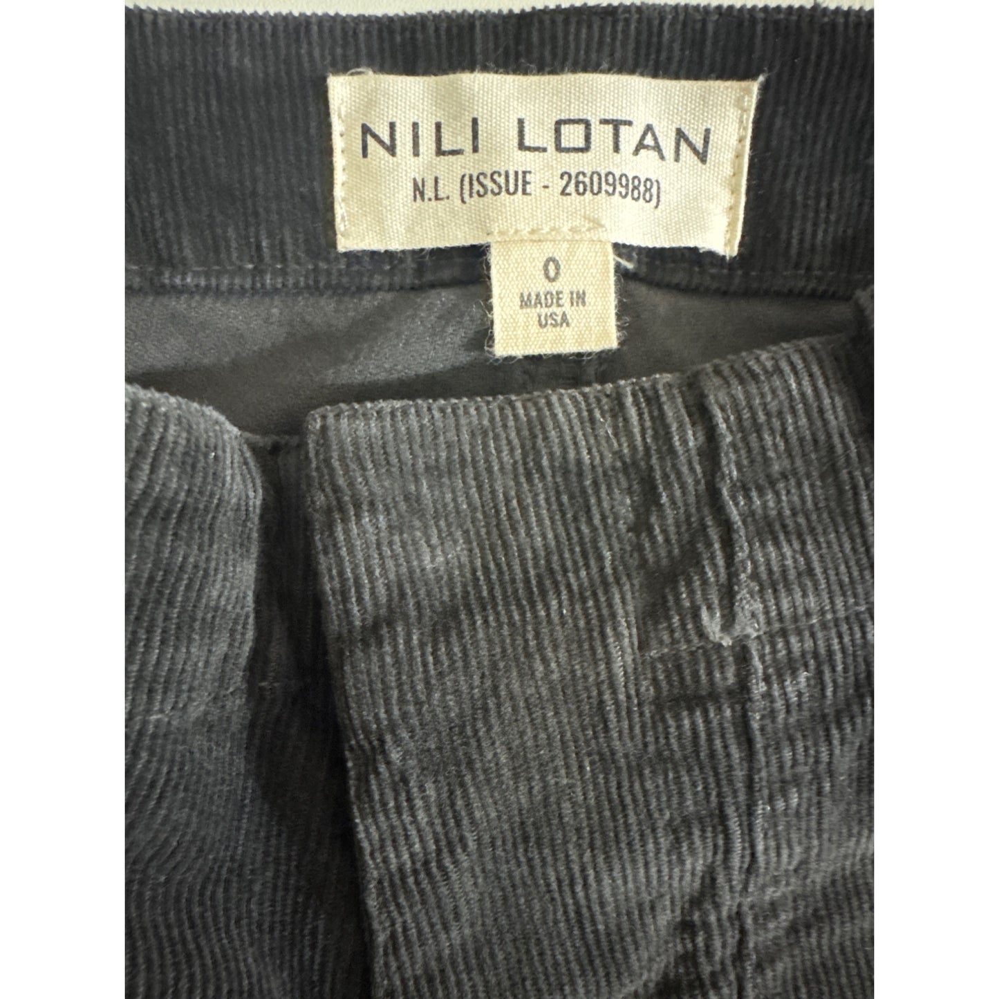 Nili Lotan Black Corduroy Jane Pants Size 0