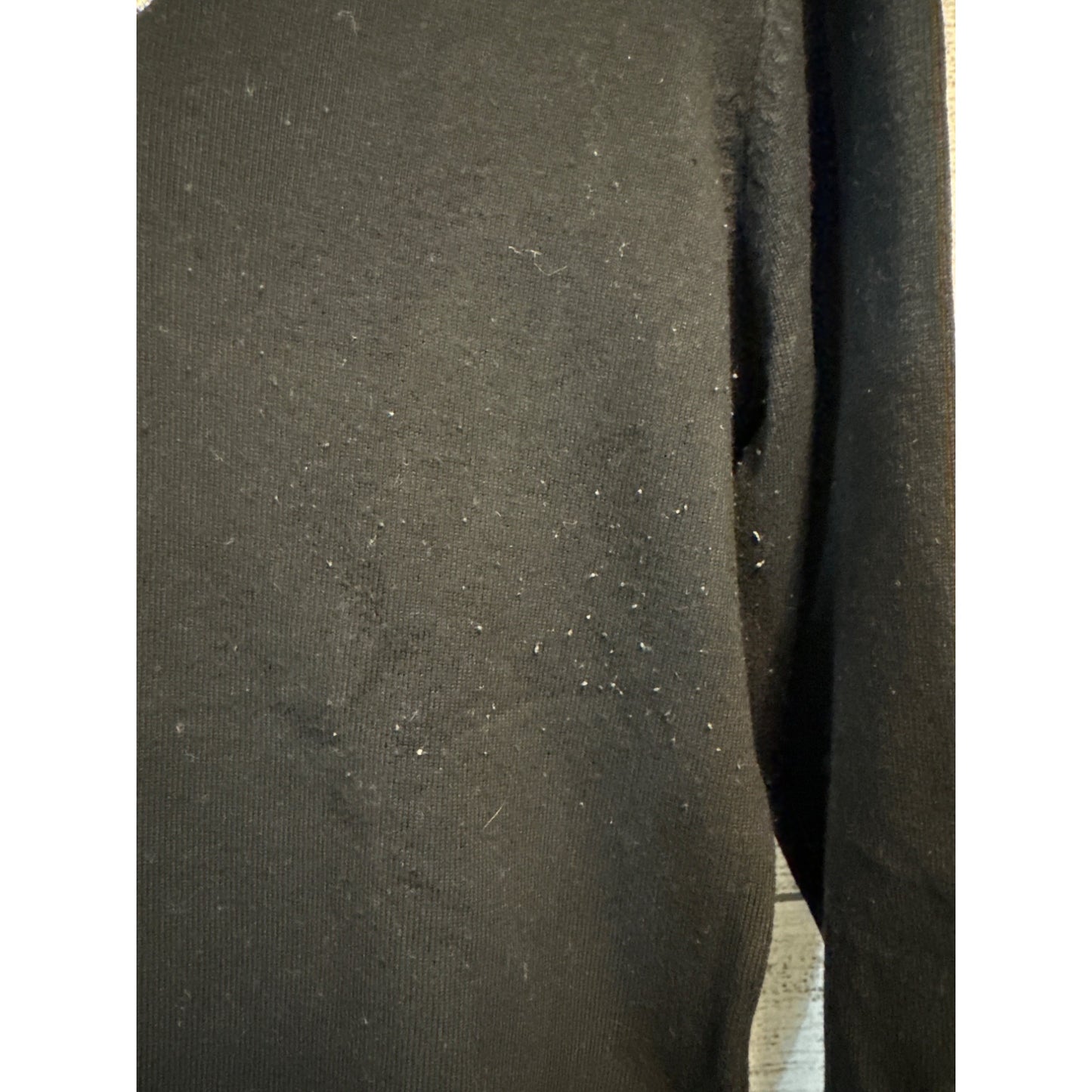 Notations Embellished Black Sweater Top With Silver Trim 3/4 Sleeves Size PM