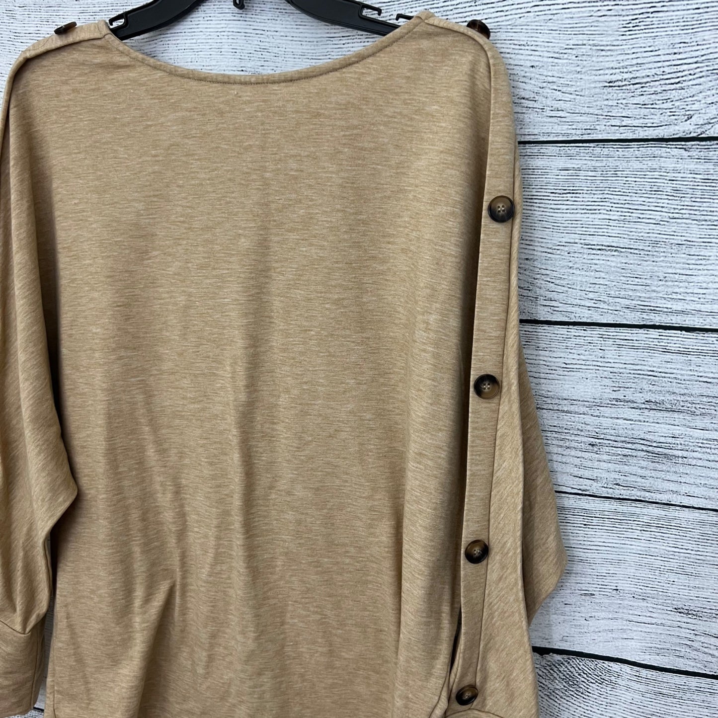 Beige Long Sleeve Button Top, Size XL