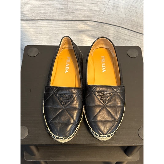 Prada Quilted Leather Espadrilles Size 38