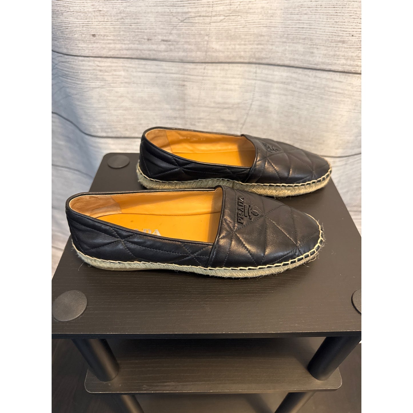 Prada Quilted Leather Espadrilles Size 38