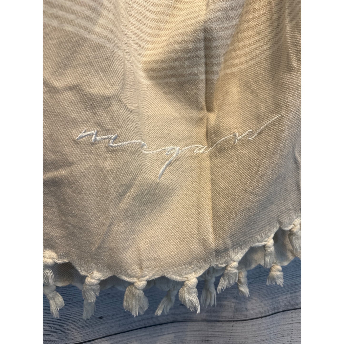 Stripesheep White Tassel Megan Embroidered Towel