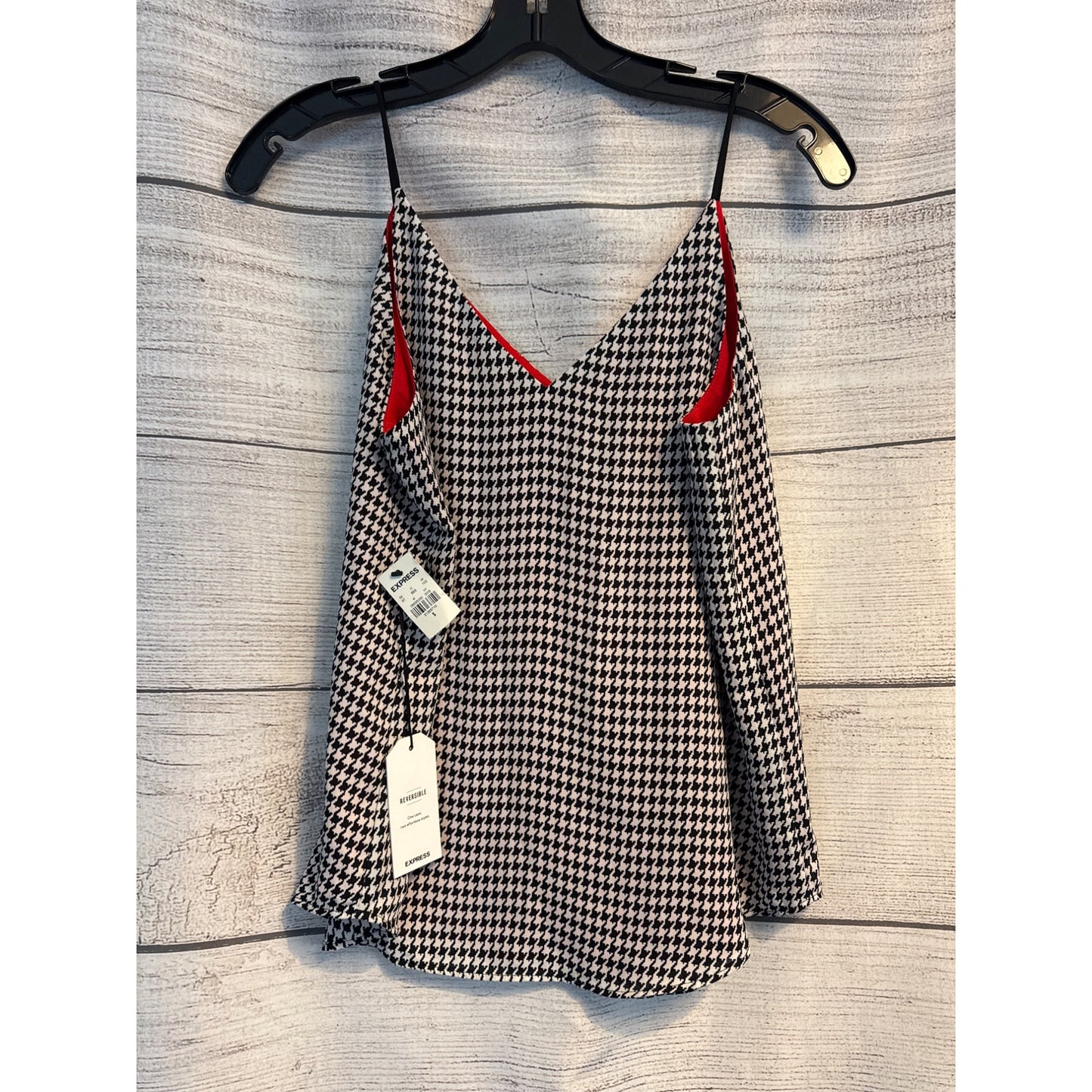 NWT Express Reversible Houndstooth & Red Camisole Top Size S