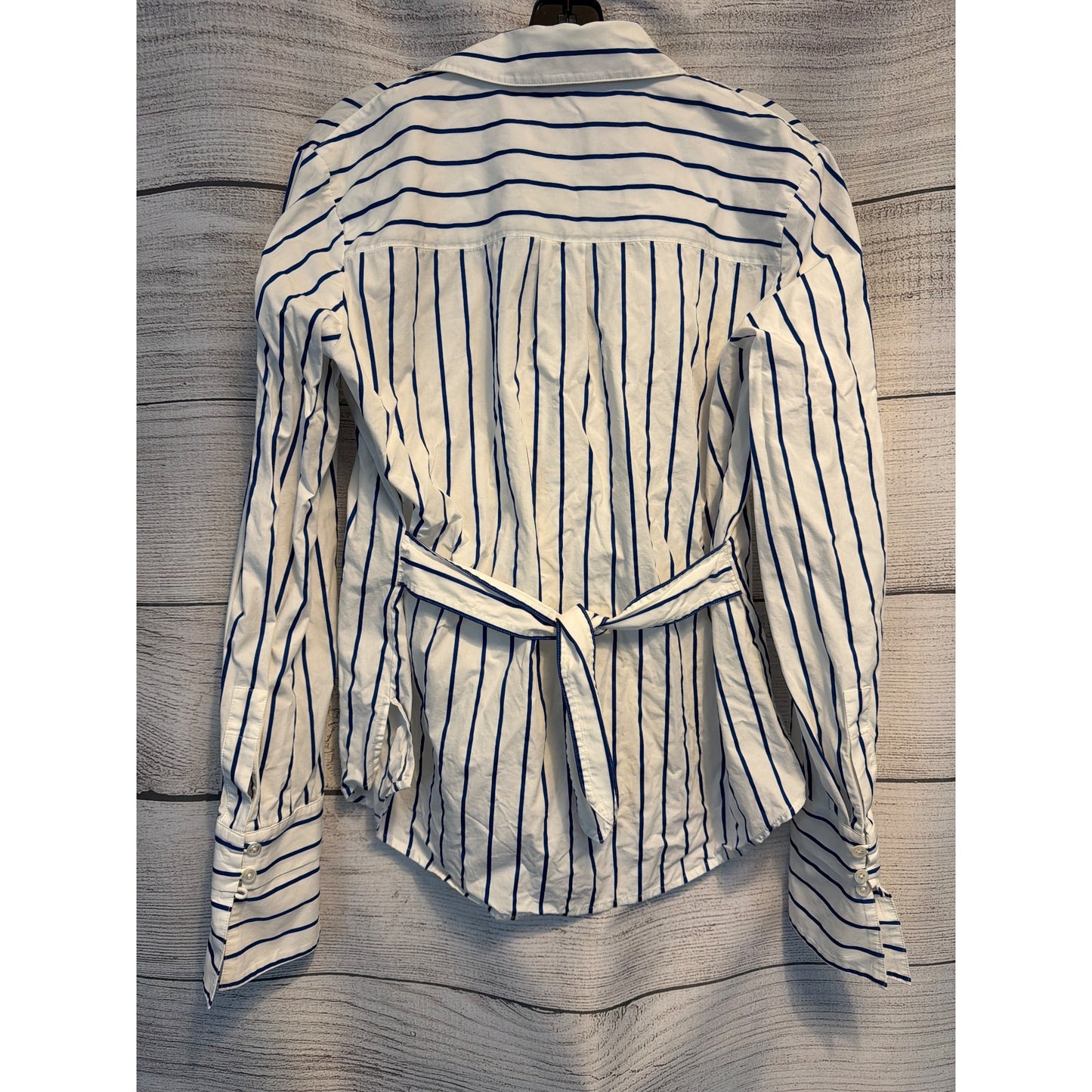 Derek Lam Denim Striped Button-Up Shirt W/ Belt Size M