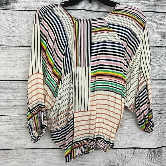 Rainbow striped boho top