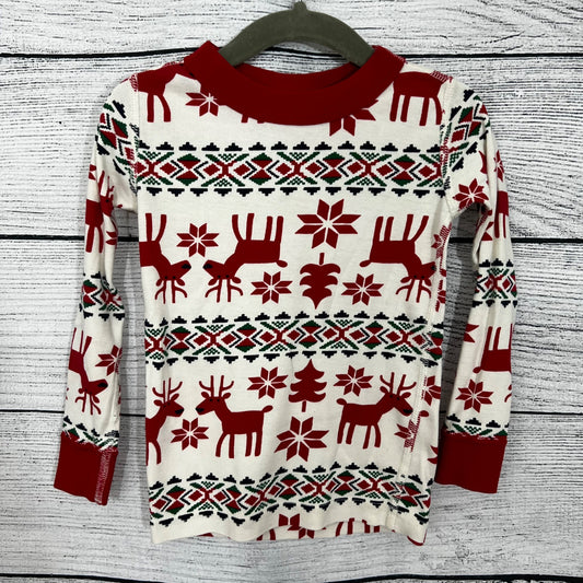 Hanna Andersson Christmas Reindeer & Snowflake Print Long Sleeve Shirt, Size 3