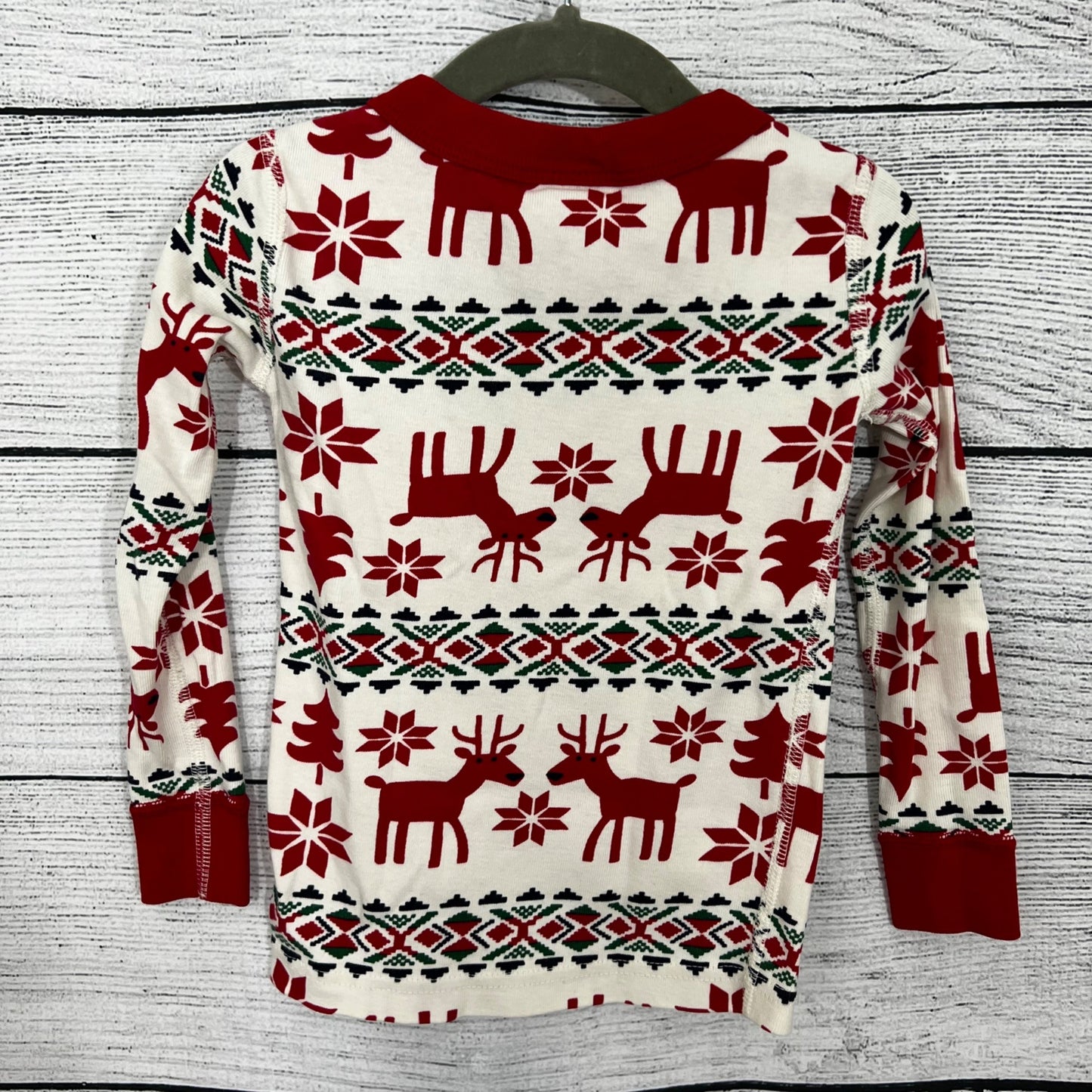 Hanna Andersson Christmas Reindeer & Snowflake Print Long Sleeve Shirt, Size 3