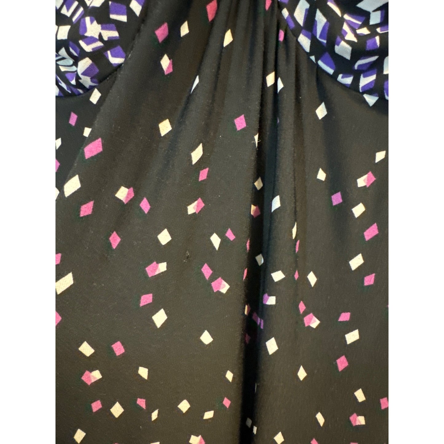 MSK Black & Purple Maxi Dress Confetti Print Size 10