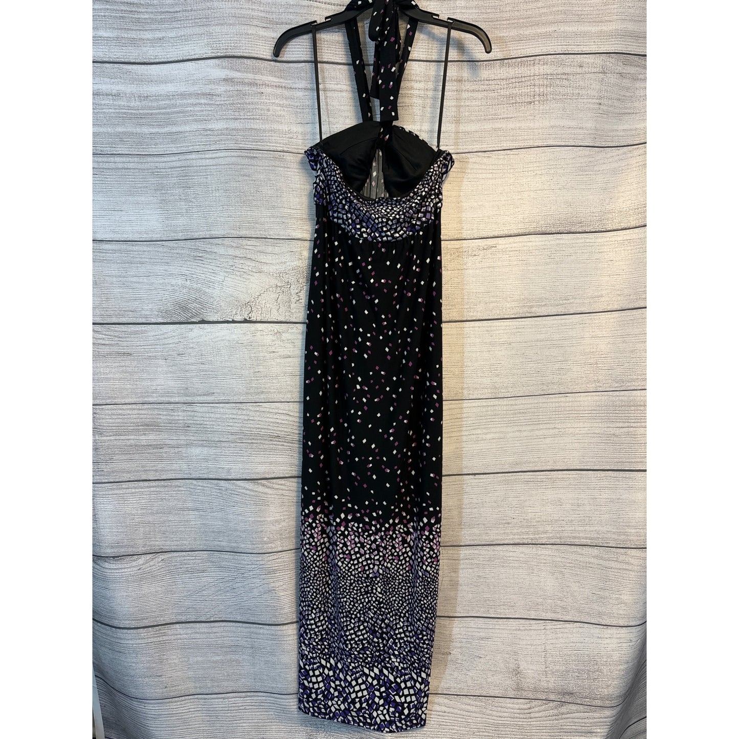 MSK Black & Purple Maxi Dress Confetti Print Size 10