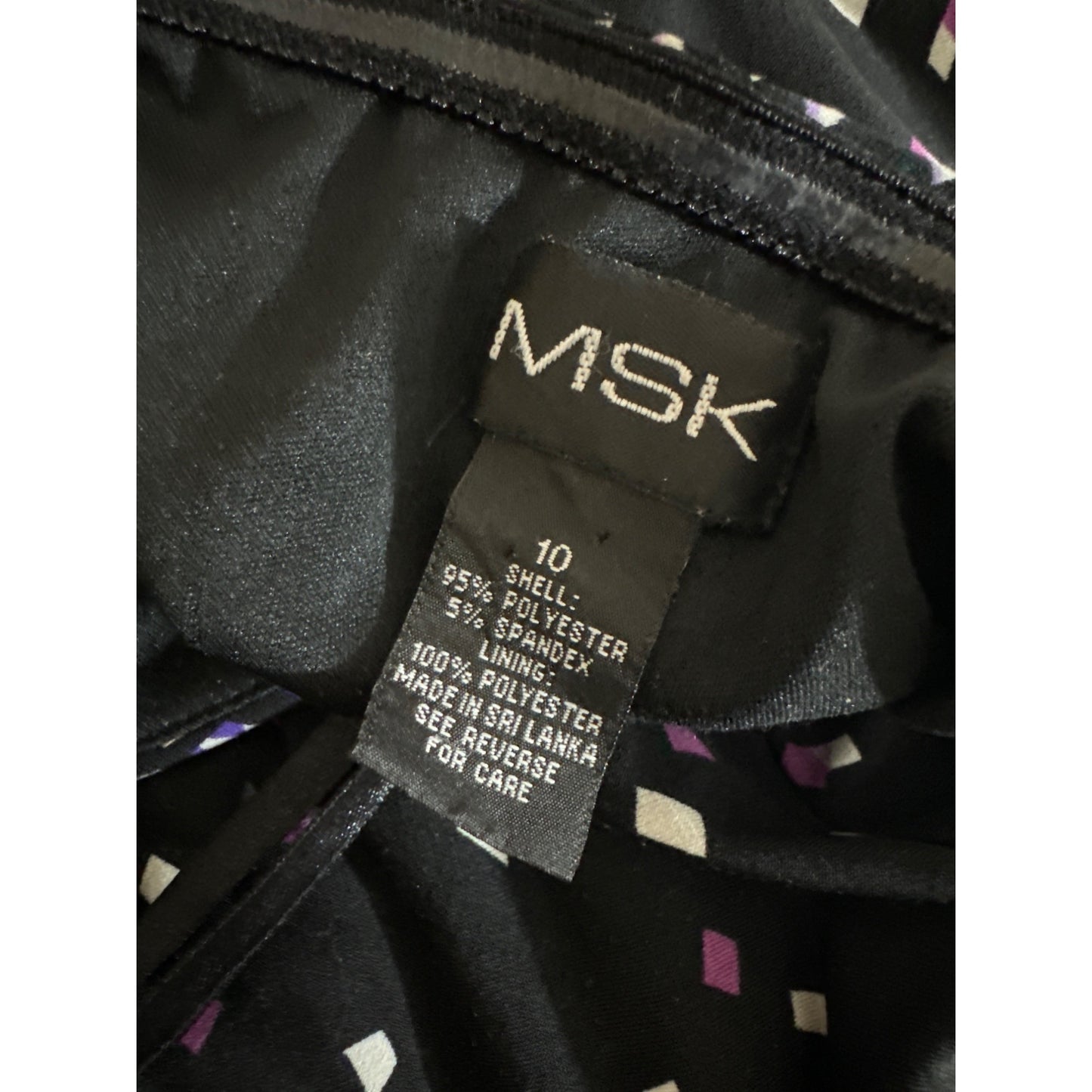 MSK Black & Purple Maxi Dress Confetti Print Size 10