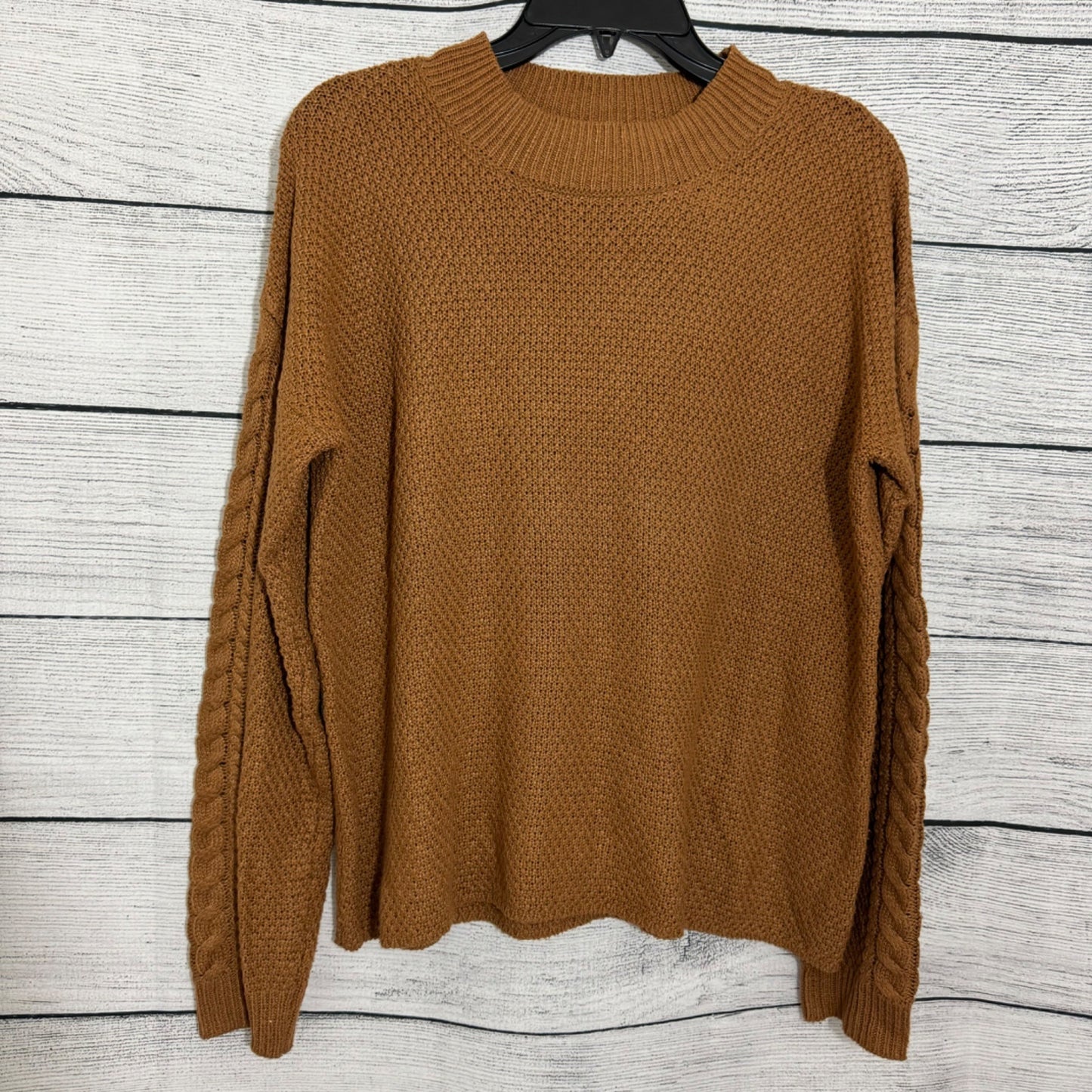 Pink Rose Cozy Cable Knit Sweater With Textured Pattern & Ribbed Trim Size XL