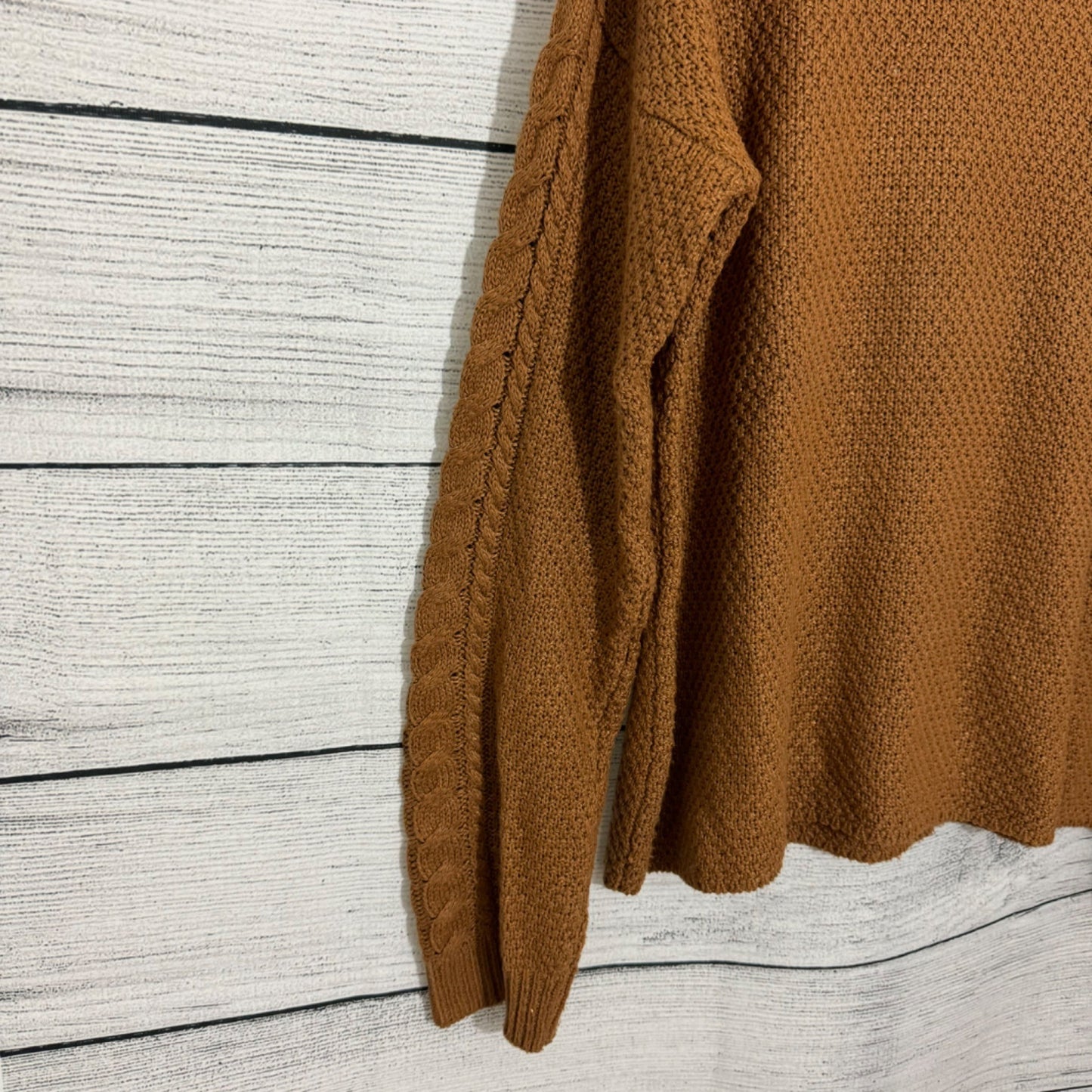 Pink Rose Cozy Cable Knit Sweater With Textured Pattern & Ribbed Trim Size XL