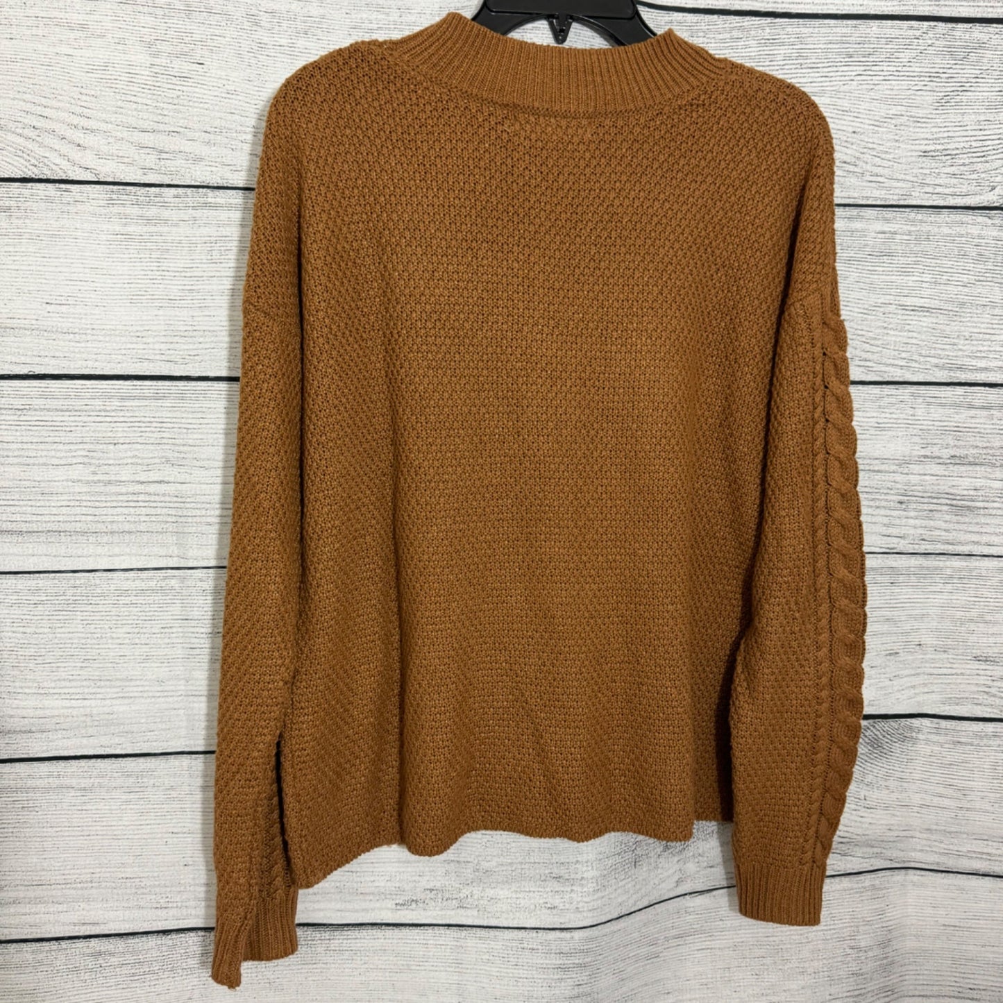 Pink Rose Cozy Cable Knit Sweater With Textured Pattern & Ribbed Trim Size XL