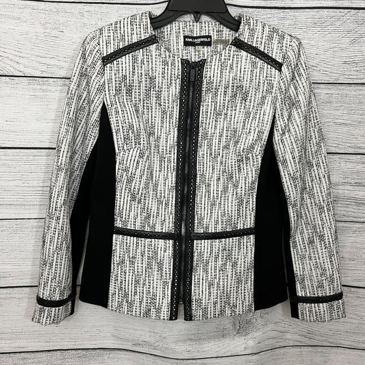 Karl Lagerfeld Tweed Zip Front Jacket, Size Small