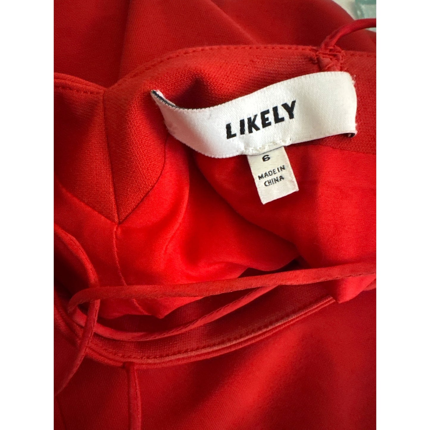 Likely Brooklyn Midi Dress Red Spaghetti Strap Cocktail Dress Size 6
