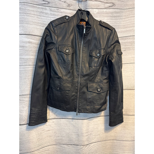 Tory Burch Black Leather Moto Jacket S
