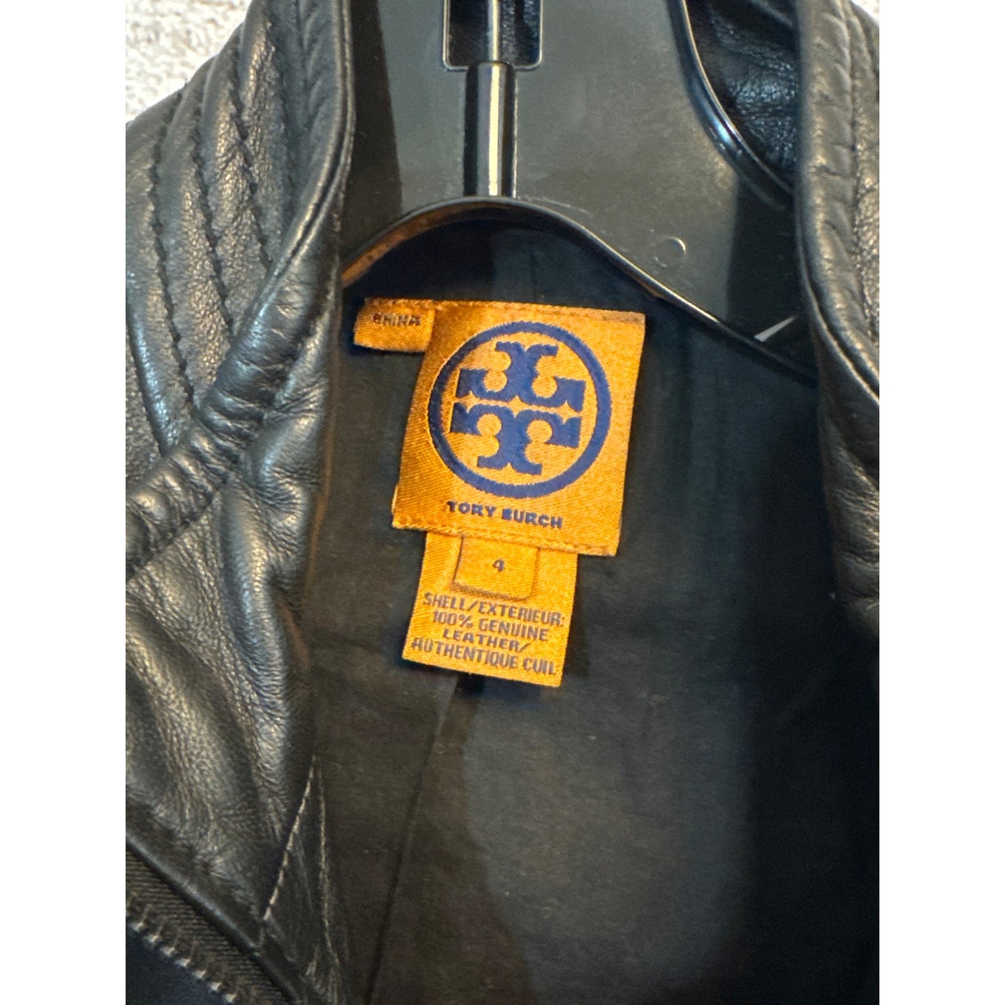 Tory Burch Black Leather Moto Jacket S