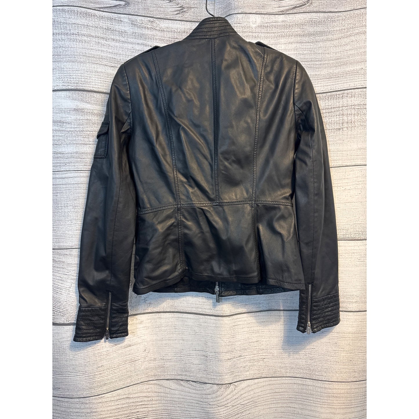 Tory Burch Black Leather Moto Jacket S