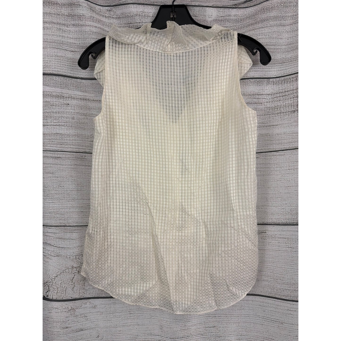 Kate Spade New York Ivory Checkered Ruffle Sleeveless Blouse Size 0