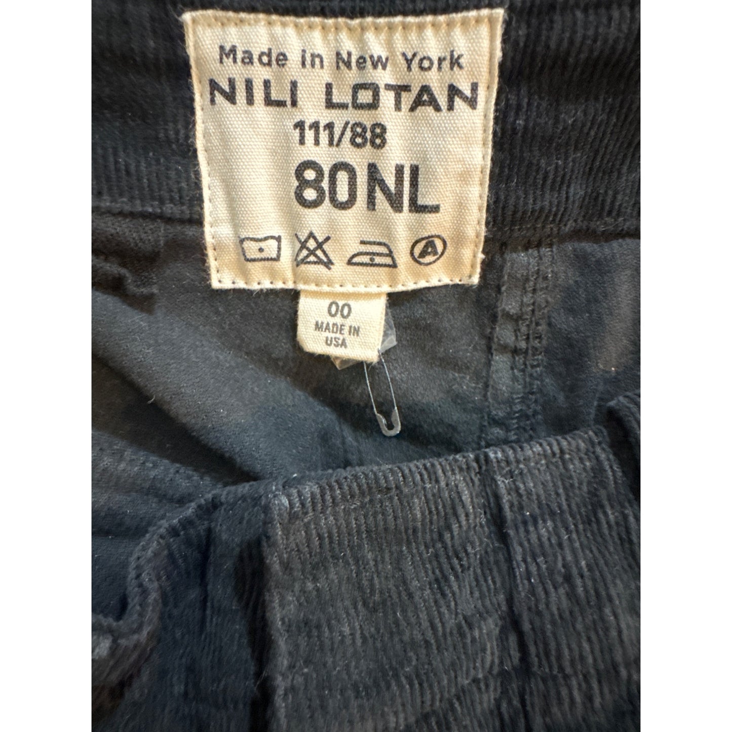 Nili Lotan Black Corduroy Jenna Pant Size 00