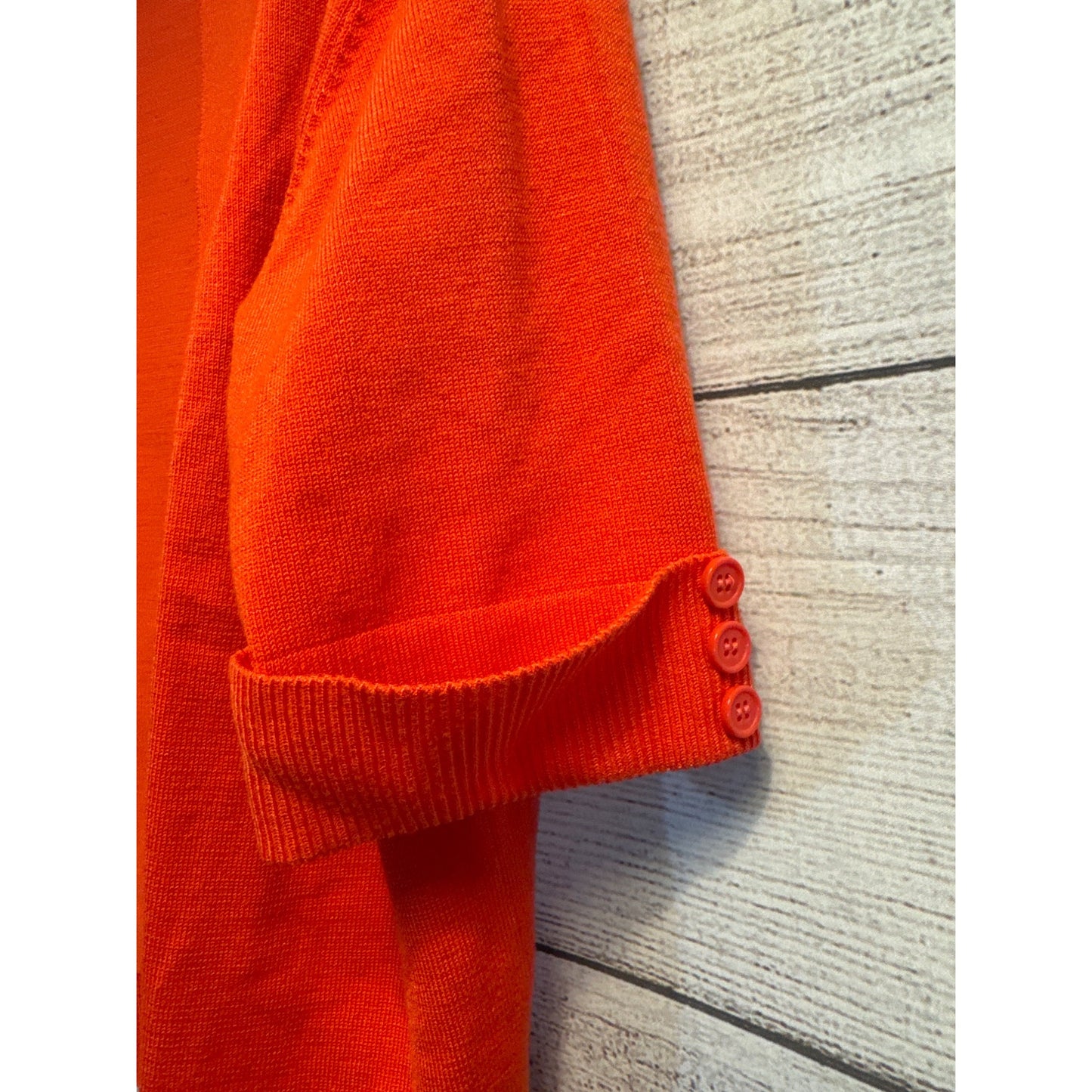 Linda Matthews New York Coral Short Button Sleeve Cardigan Size L