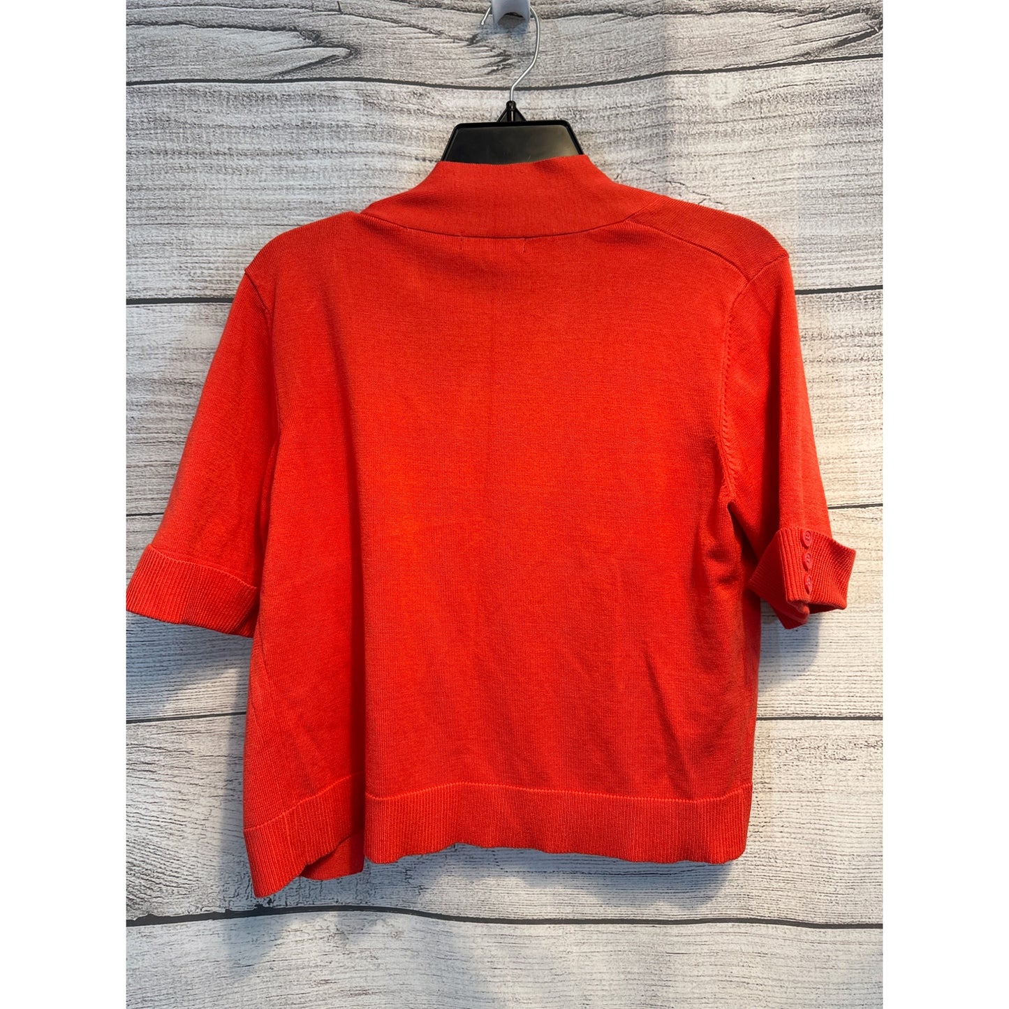 Linda Matthews New York Coral Short Button Sleeve Cardigan Size L