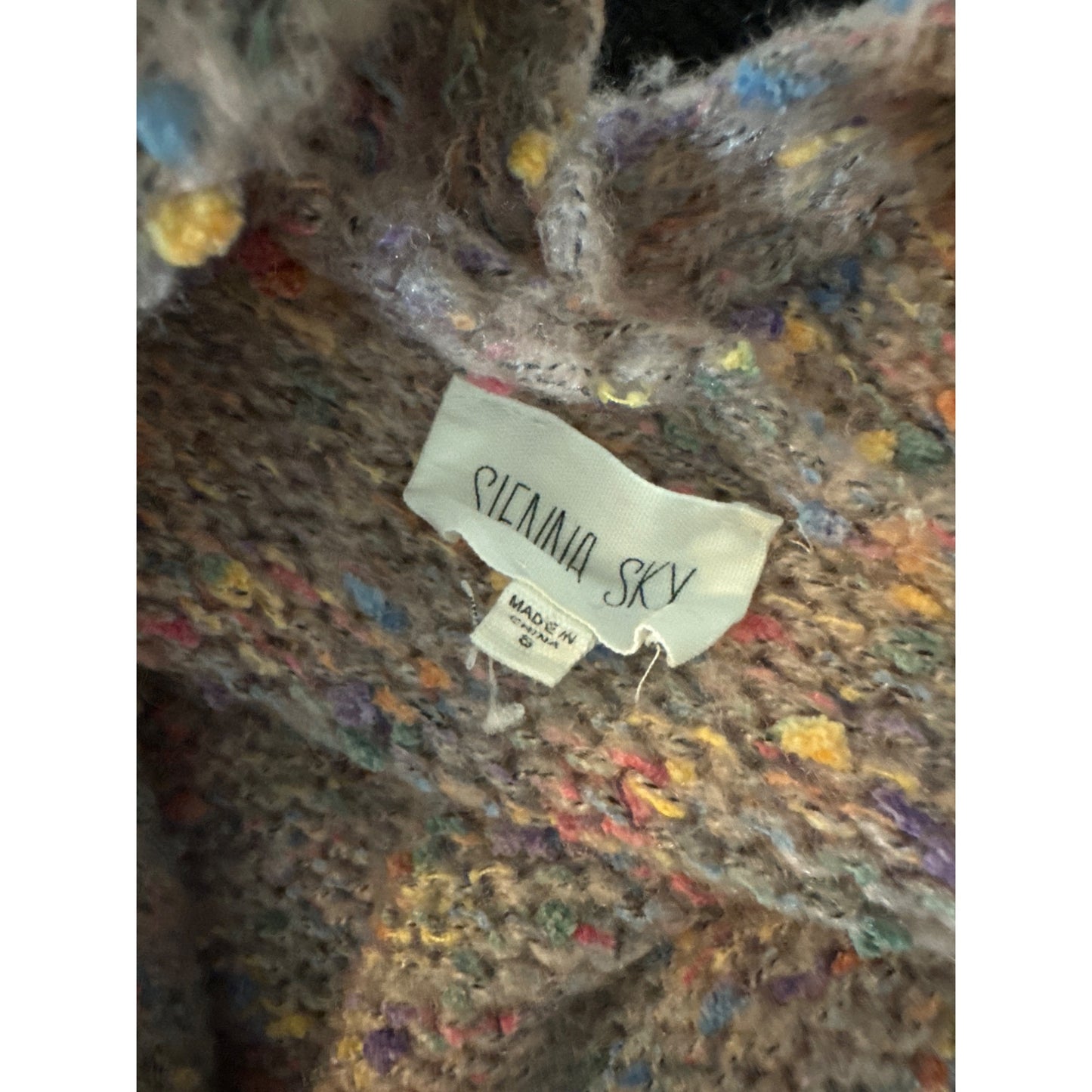 Sienna Sky Speckled Colorful Pink Cardigan Sweater With Pockets Size S