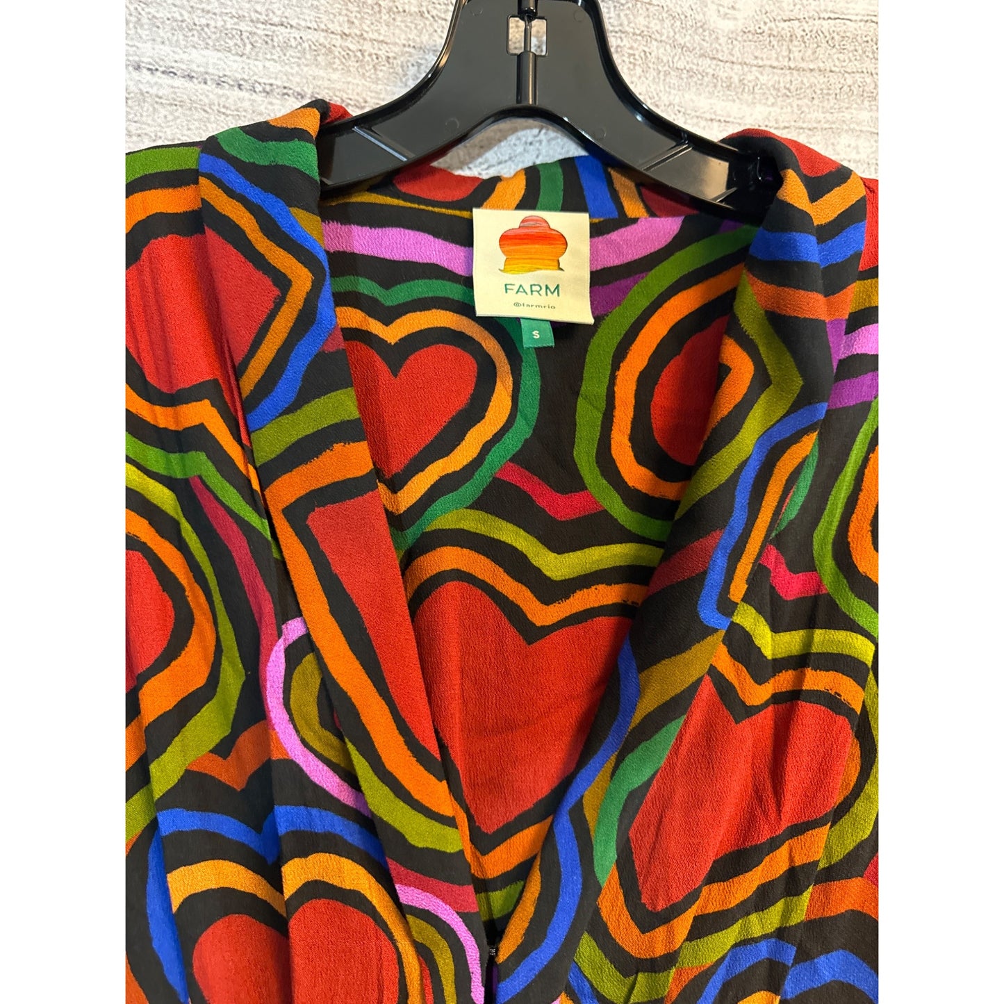 NWOT Farm Rio Rainbow Wild Hearts Maxi Dress Size S