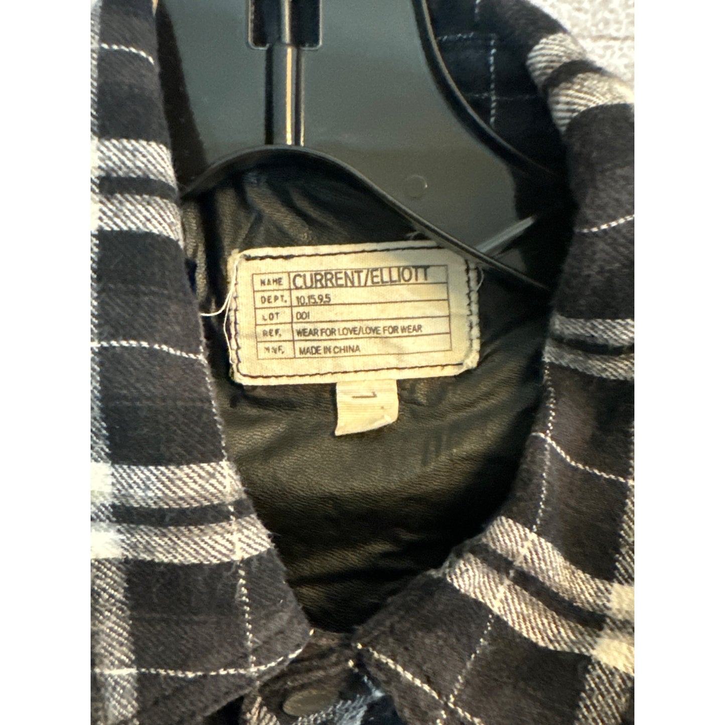 Current/Elliott Plaid Shirt With Faux Leather Accents Size 1/S