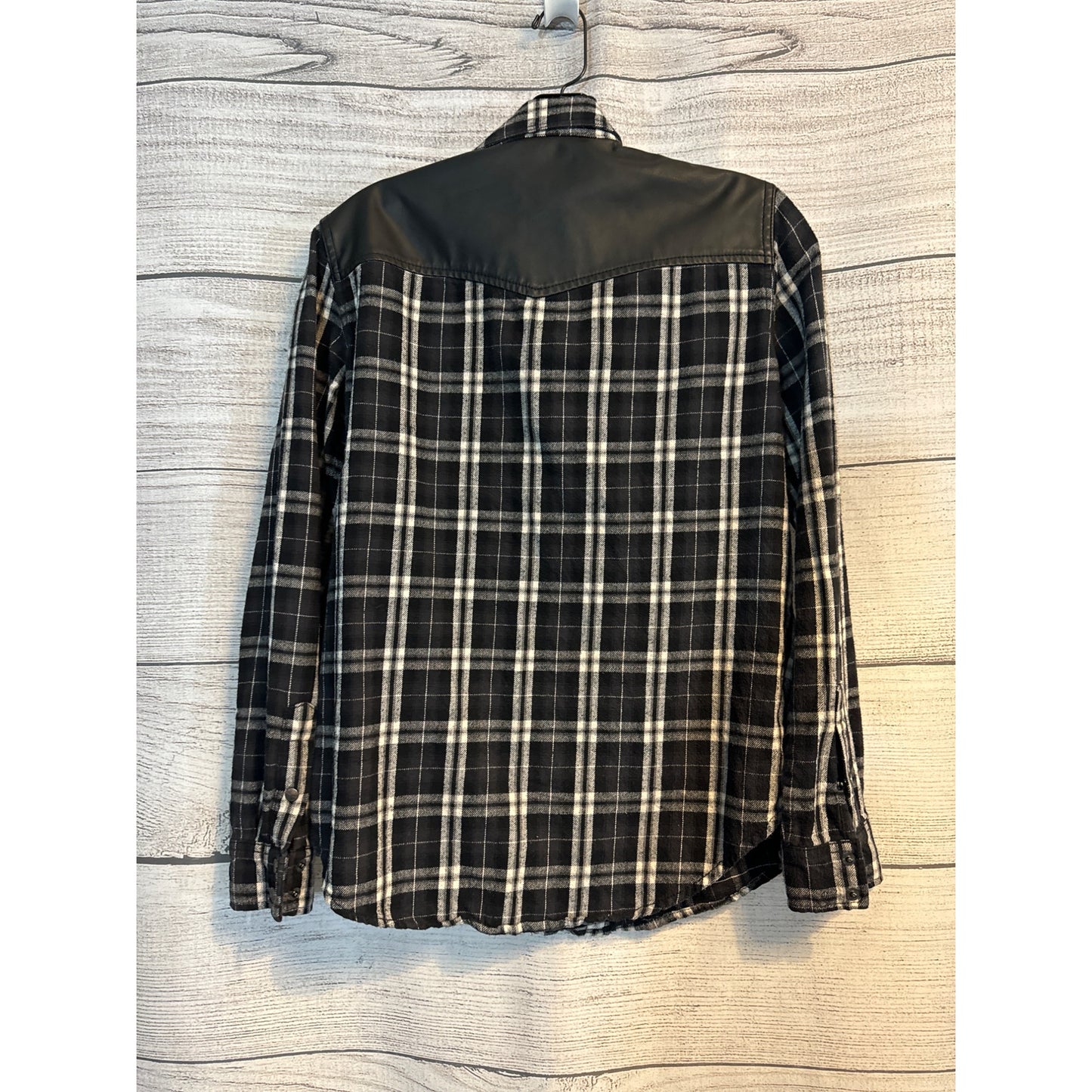 Current/Elliott Plaid Shirt With Faux Leather Accents Size 1/S