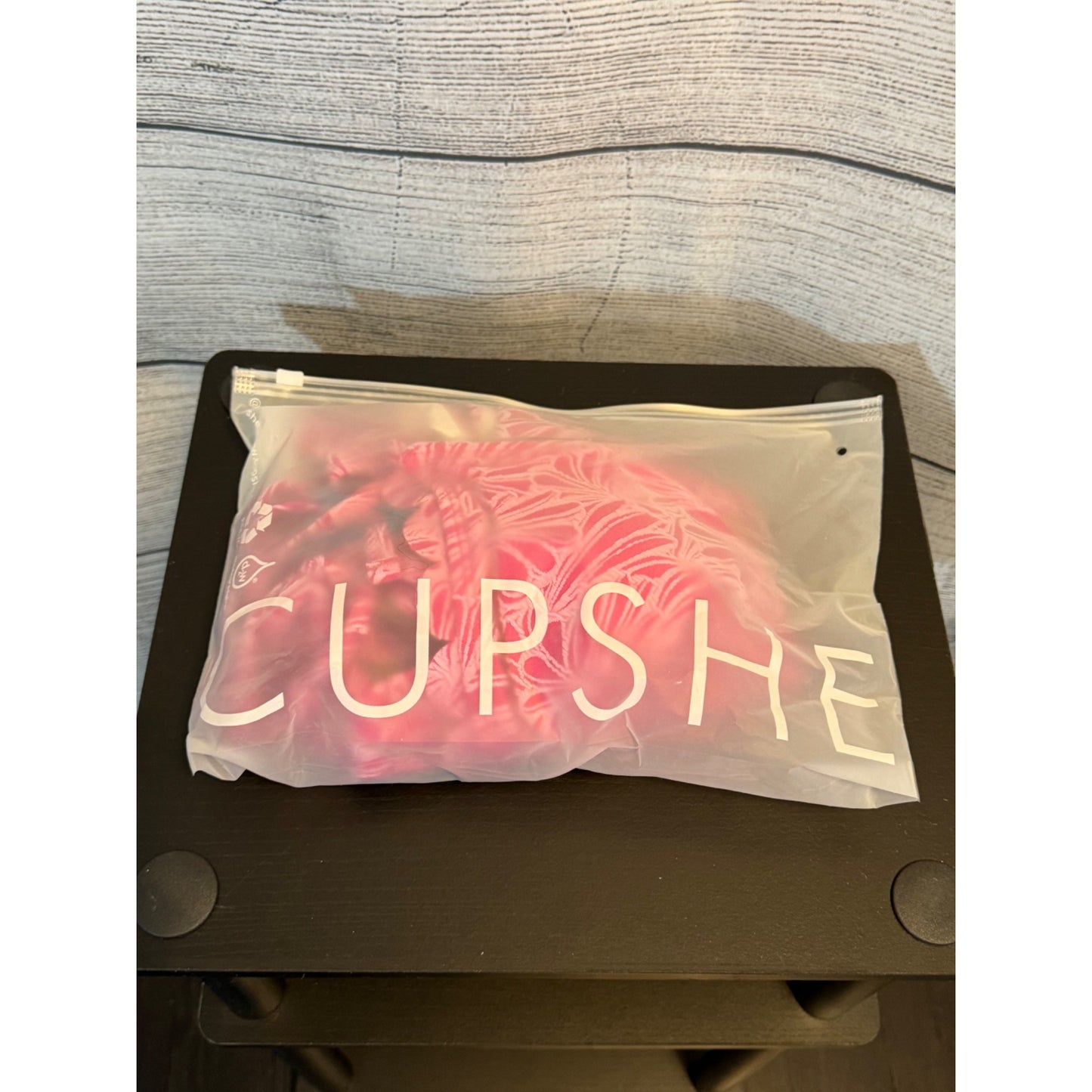 NWT Cupshe Women's Pink Floral Scalloped Bikini Top High Waist Bottom Large